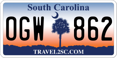 SC license plate OGW862