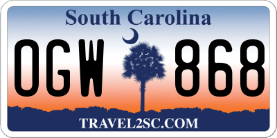SC license plate OGW868
