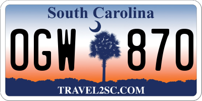 SC license plate OGW870