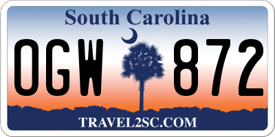 SC license plate OGW872