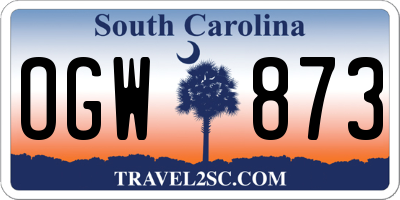 SC license plate OGW873
