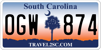 SC license plate OGW874