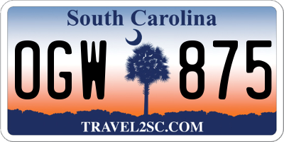 SC license plate OGW875