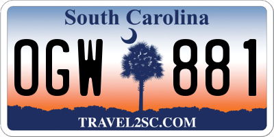 SC license plate OGW881
