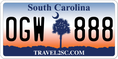 SC license plate OGW888