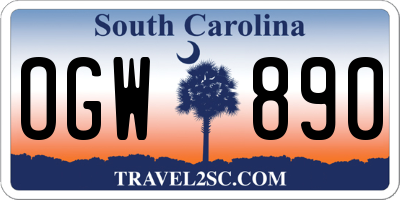 SC license plate OGW890