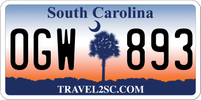 SC license plate OGW893