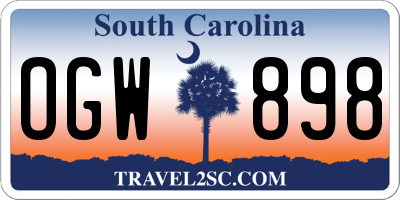 SC license plate OGW898