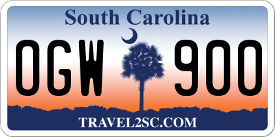 SC license plate OGW900