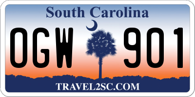 SC license plate OGW901