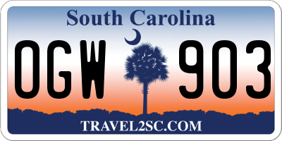 SC license plate OGW903