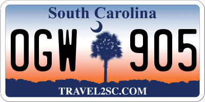 SC license plate OGW905