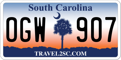 SC license plate OGW907