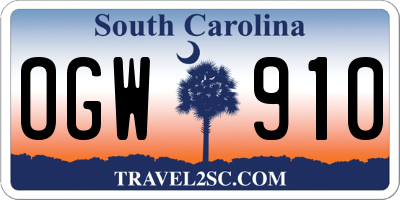 SC license plate OGW910