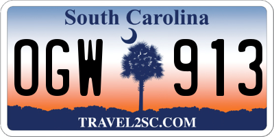 SC license plate OGW913