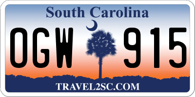SC license plate OGW915