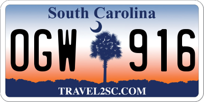 SC license plate OGW916