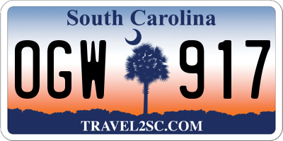 SC license plate OGW917