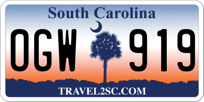 SC license plate OGW919