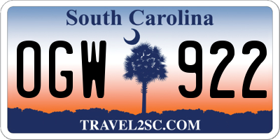 SC license plate OGW922