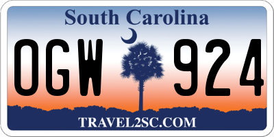 SC license plate OGW924