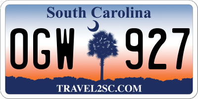 SC license plate OGW927