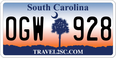 SC license plate OGW928