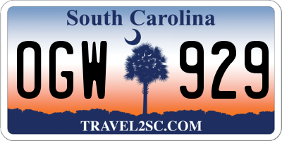 SC license plate OGW929