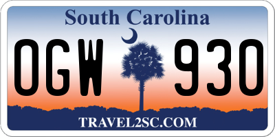 SC license plate OGW930