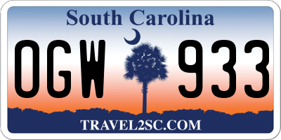 SC license plate OGW933