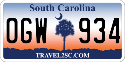 SC license plate OGW934
