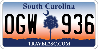 SC license plate OGW936