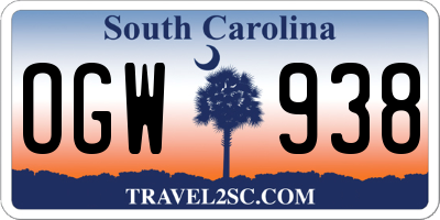 SC license plate OGW938