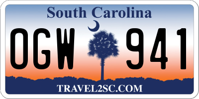 SC license plate OGW941