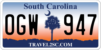 SC license plate OGW947