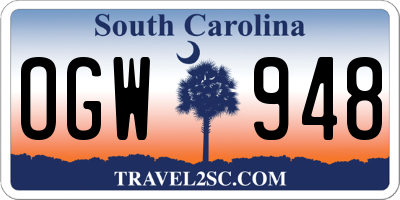 SC license plate OGW948