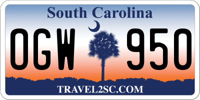 SC license plate OGW950