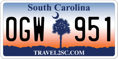 SC license plate OGW951