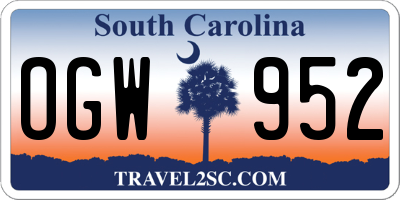 SC license plate OGW952