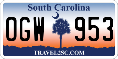 SC license plate OGW953