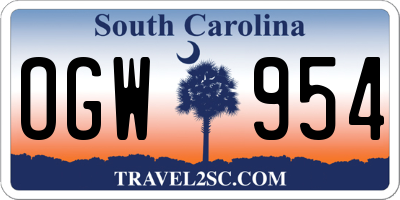 SC license plate OGW954