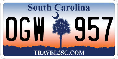 SC license plate OGW957