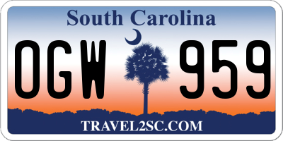 SC license plate OGW959