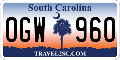 SC license plate OGW960