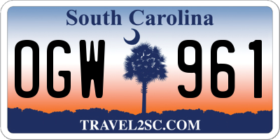 SC license plate OGW961