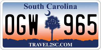 SC license plate OGW965