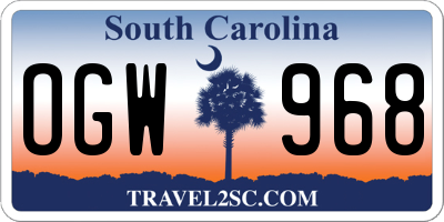 SC license plate OGW968