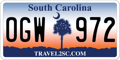 SC license plate OGW972
