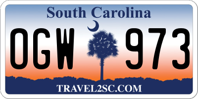 SC license plate OGW973