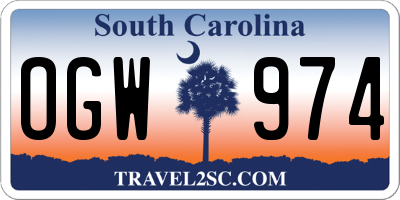 SC license plate OGW974